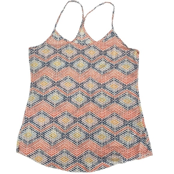 Urban Outfitters Tops - Urban Outfitters Tank Top Sz Lg Orange Multicolored Geometric Print Racerback